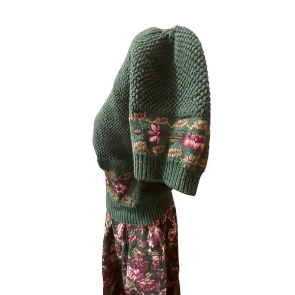 VTG Herman Geist Floral Sweater M Skirt Set Pockets Scalloped Hand Embroidered - Picture 7 of 9